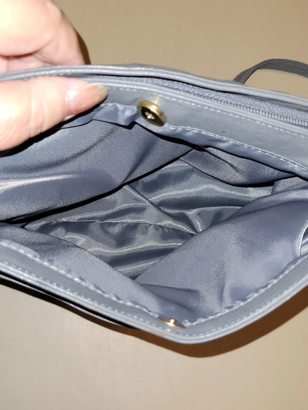 Bermans Leather - Soft Blue/gray Leather Crossbody Bag.